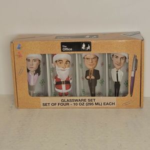 The Office (Set Of 4) Christmas Glasses 10 oz Glassware Set NIB